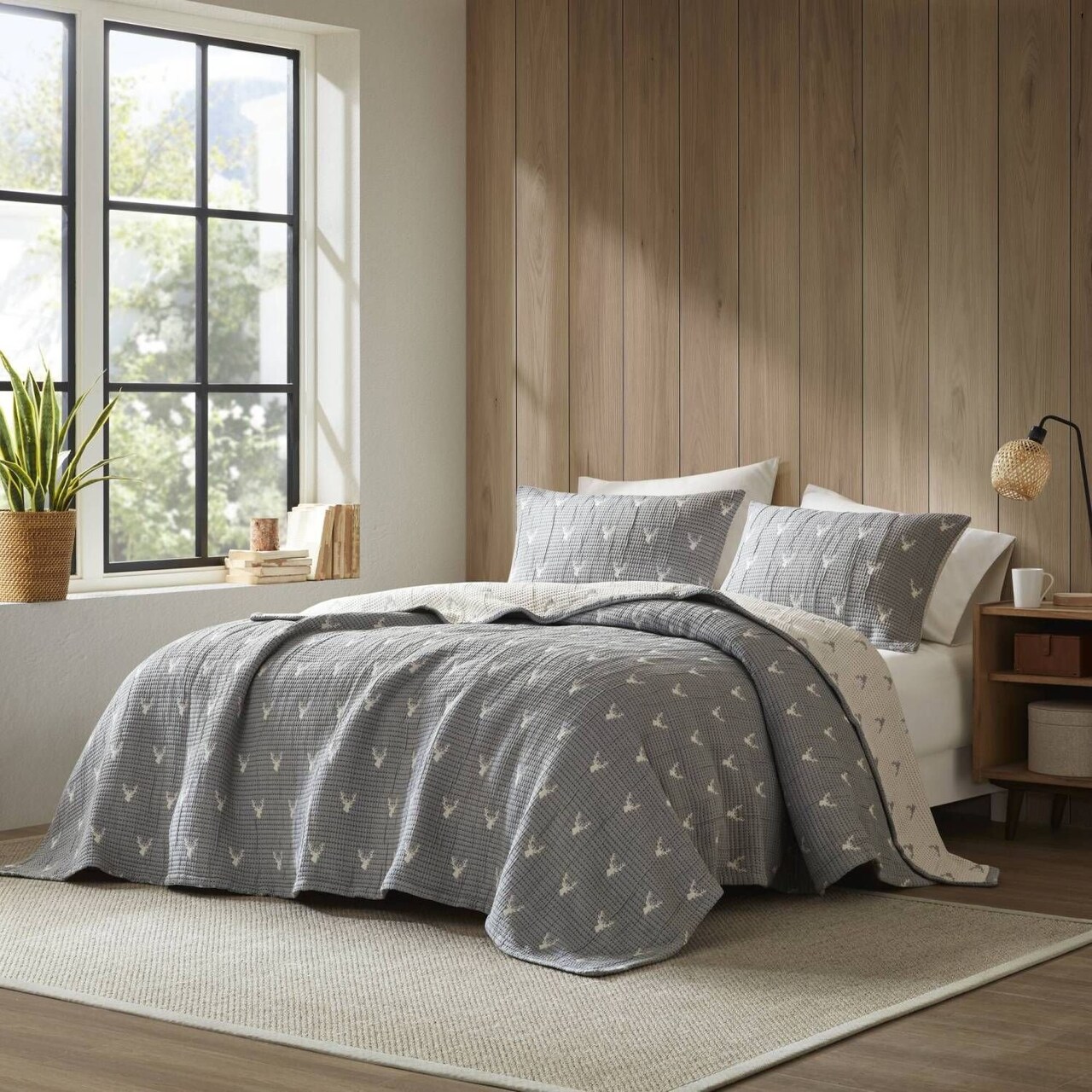 Edge Collections - Gray - Keystone 3 PCS Full/Queen Coverlet Set